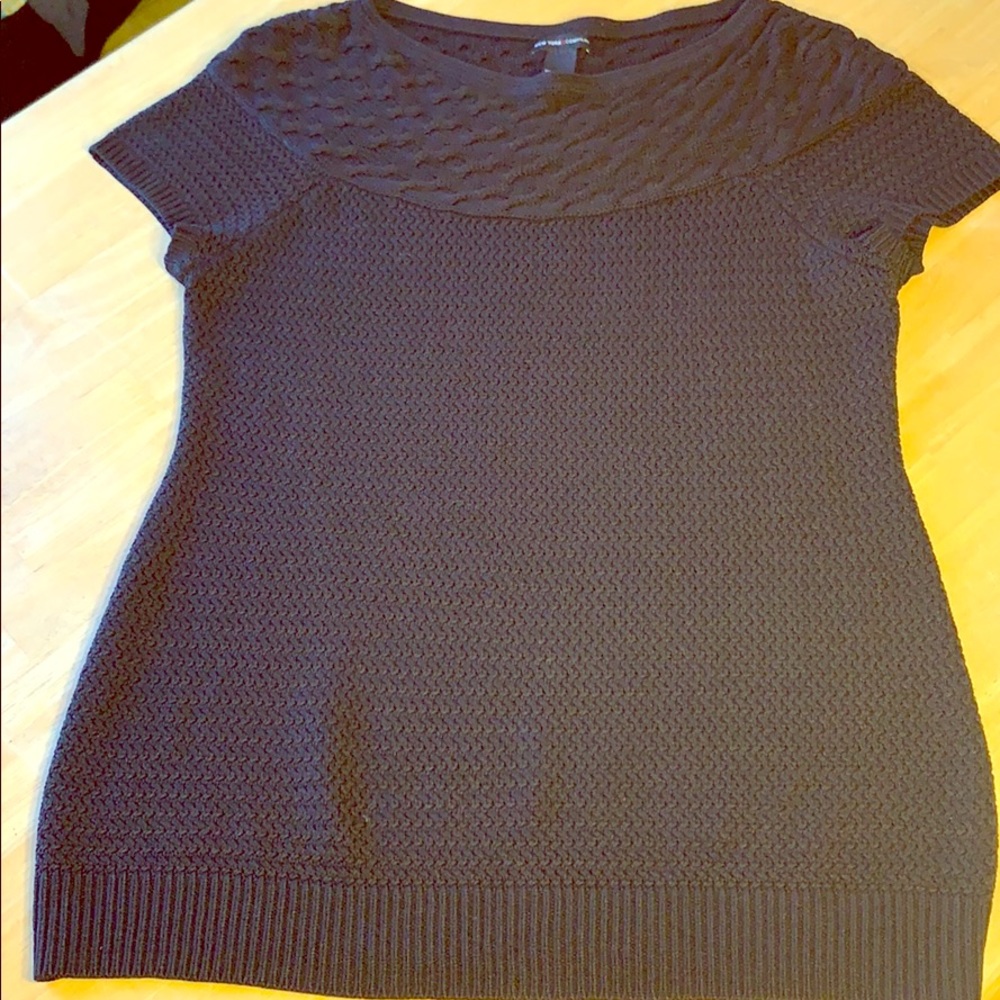 New York & Company Cable Knit Short Sleeve Blouse